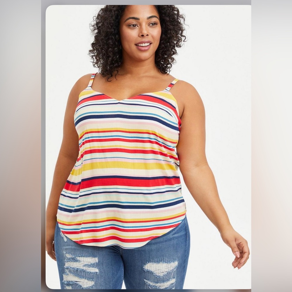 Torrid Ava Cami Sleeveless Tank Top Stretch Rayon Multi Stripe Size 2X